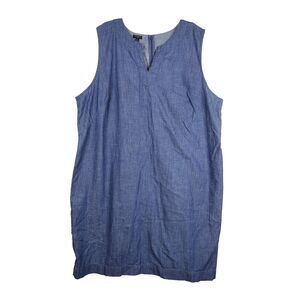 Talbots Chambray Midi Shift Dress Womens Plus Sz 24W Blue Denim Classic Basic